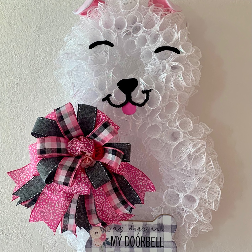 Deco mesh dog wreath, pet wreath, welcome